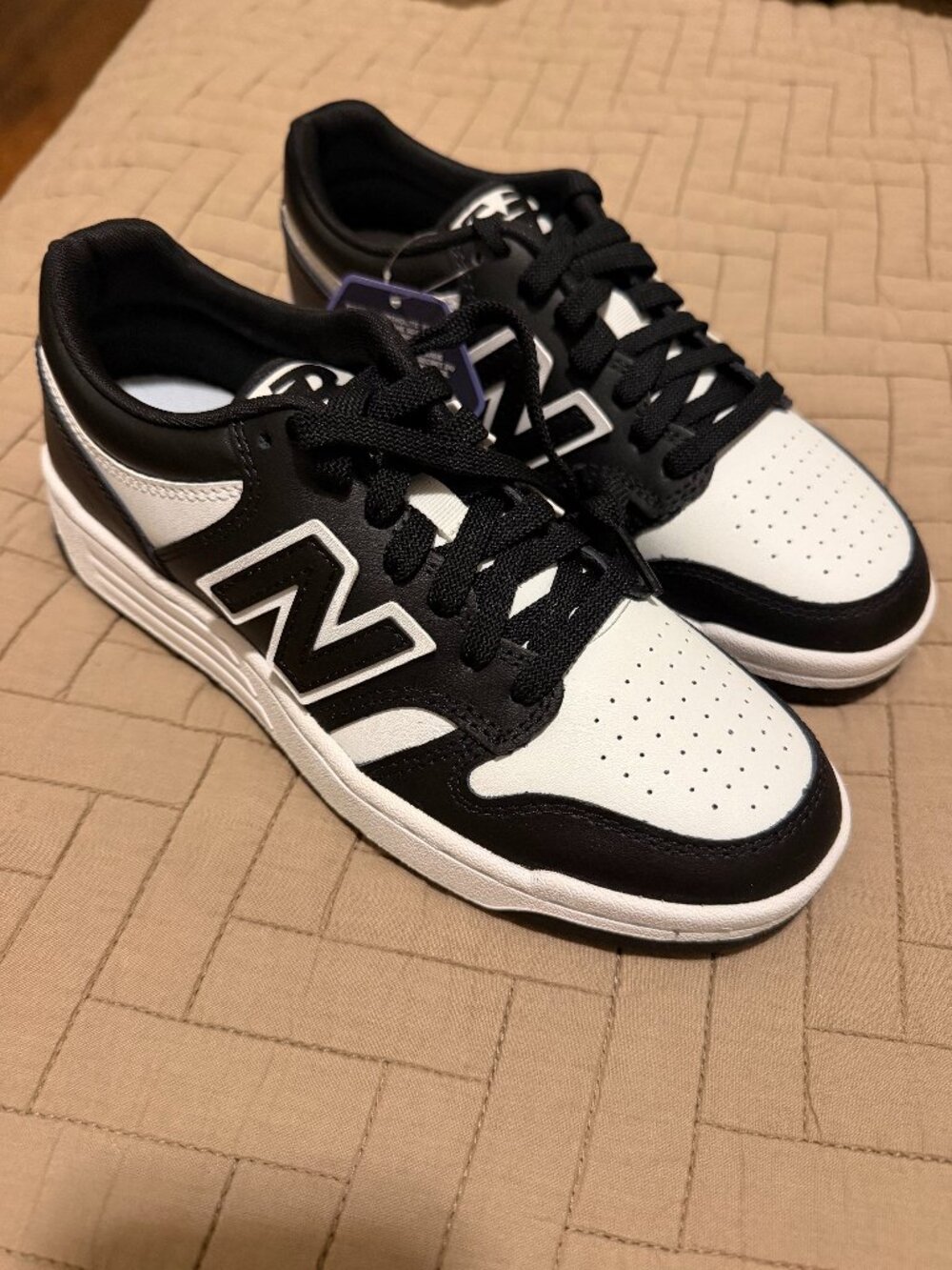 New Balance 480 Black White Retro Court Sneakers Size 6 NWT